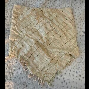 Boho Textured Fringe Scarf Neutral Cream Rayon Festival Wrap